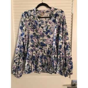 NWOT Floral Choker Long Sleeve Top.
